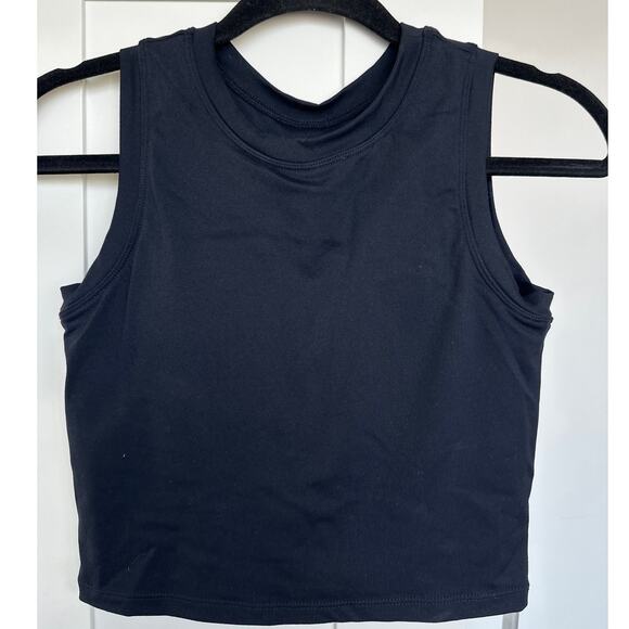 Paragon Women's Black Cropped Workout Athletic Top Built-in Bra, Size S, EUC - Picture 2 of 3